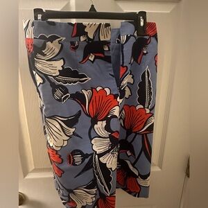 JCrew Front-Slit Skirt in Deco Floral. Color Dark Lake
